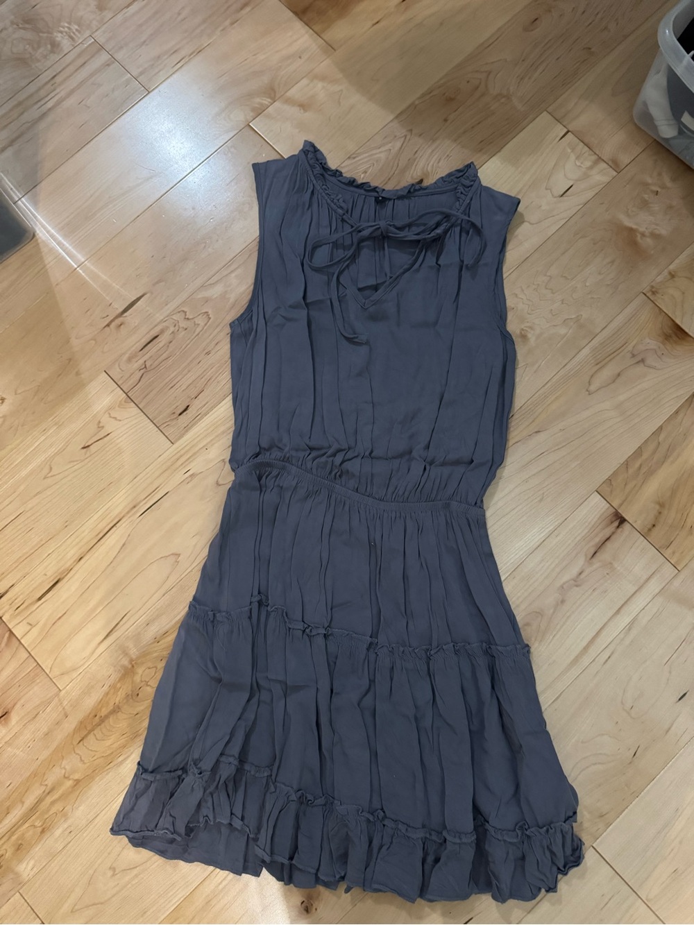 Sleeveless Ruffled Tiered Dress in Slate Gray